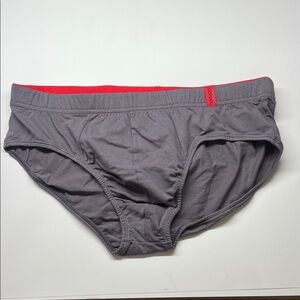 Charcoal Briefs with Scarlet Waistband